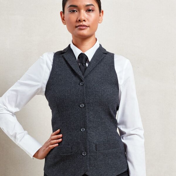 Premier Women's herringbone waistcoat PR626 Women's herringbone waistcoat Thumbnail
