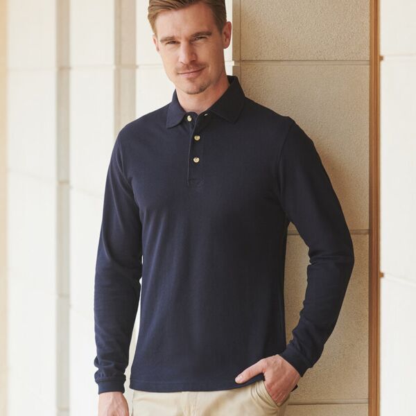Henbury Long sleeve cotton polo shirt HB105 Long sleeve cotton polo shirt Thumbnail